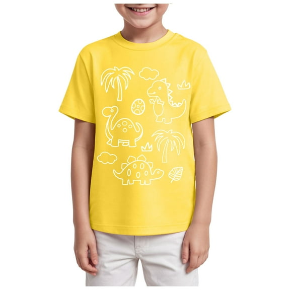Gubotare Kids Shirts Toddler Boys' Short Sleeve Tees Cotton Casual Graphic Crewneck Summer Top Clothes T-Shirts Sizes 3-4T (Yellow,3-4 Years)