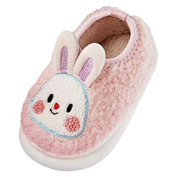 Gubotare Kids Slippers Boys Girls Cute Cartoon Slippers with Memory Foam Kids Plush Warm Winter House Shoes Size 11 (Pink,Little Kids 11)