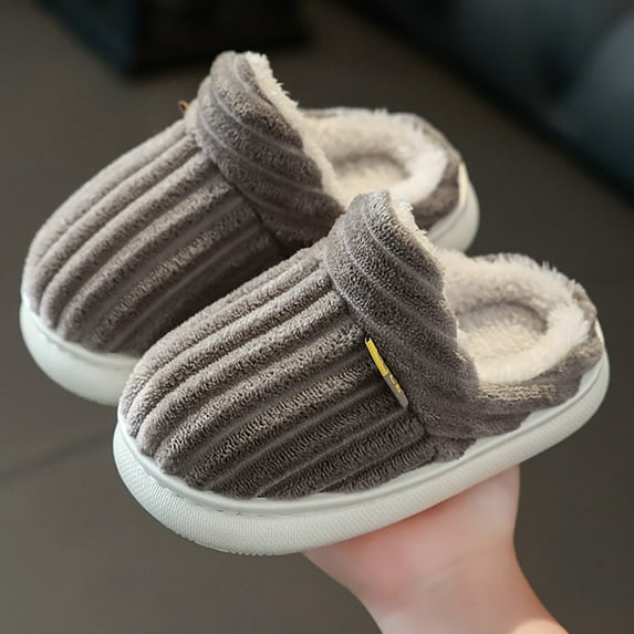 Gubotare Kids Slippers Girls Baby Girl's Soft Plush Slippers Outdoor Indoor Winter Warm Girls Boys Slipper (Coffee,28)