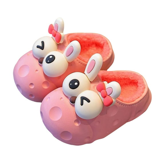 Gubotare Kids Slippers Girls Kids Girls Boys Ball Sports Slippers Soft Curly House Shoes Non-Slip Indoor Outdoor Slippers Size 12 (Red,Little Kids 12)