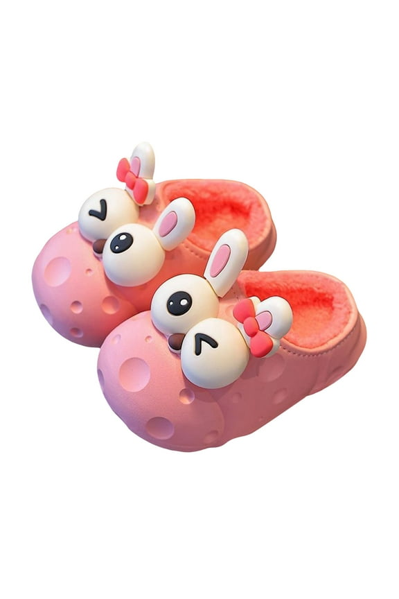 Kids Slippers Girls Kids Girls Boys Ball Sports Slippers Soft Curly House Shoes Non-Slip Indoor Outdoor Slippers Size 12 (Red,Little Kids 12)