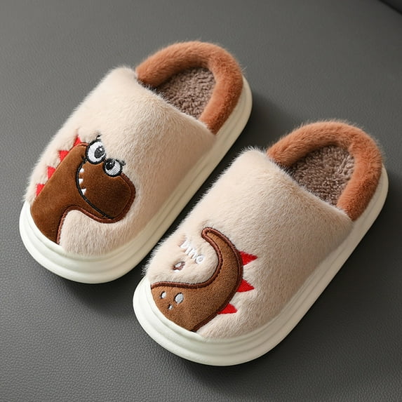 Gubotare Kids Slippers Girls Kids Winter Indoor Household Shoes Toddler Boys Girls Indoor Home Non-Slip Rubber Sole Shoes (Khaki,9)