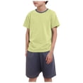 thumbnail image 1 of Gubotare Kids Summer Pajamas Boys Boys’ 2-Piece Pajama Set – Short Sleeve T-Shirt and Shorts Sleepwear for Kids Size 8-9T (Green,8-9 Years), 1 of 6