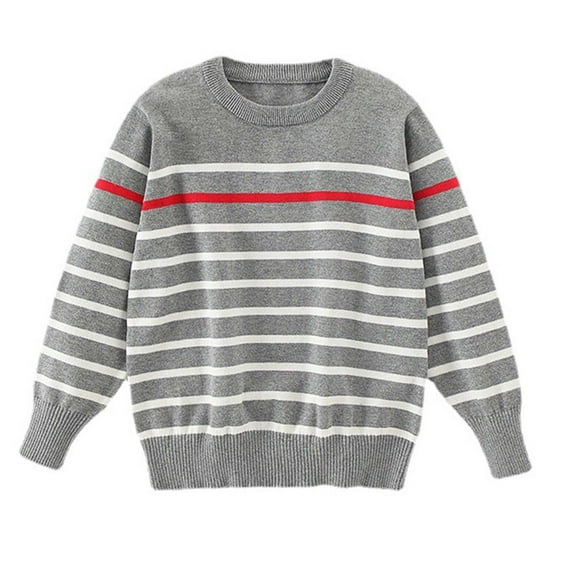 Gubotare Kids Sweater Boys Boy's Graphic Long Sleeve Pullovers Crew Neck Knitted Drop Shoulder Sweaters Size 12-13 Years (Grey,12-13 Years)
