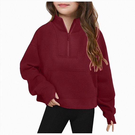 Gubotare Kids Sweatshirts Pullover Little Girls Sweatshirts Long Sleeve Crewneck Pullover Toddler Kids Winter Warm Shirt Sweater Tops Size 7-8 (Red,7-8 Years)