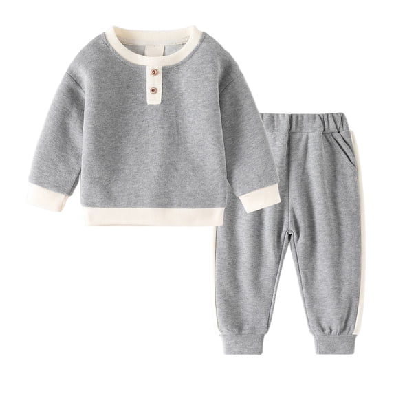 Gubotare Kids Sweatsuit Boys Little Boys Jogger Set Long Sleeve Casual Outerwear Size 5T 6T (Grey,5-6 Years)