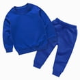 thumbnail image 1 of Gubotare Kids Sweatsuits Basic Cotton Crewneck Sweatshirt and Jogger Sweatpants Toddler Girls Boys 2 Piece Tracksuit for 0-13 Years (Blue, 18-24 Months), 1 of 6