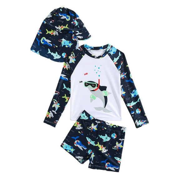 Gubotare Kids Swimsuit Boys Rash Guard Swim Trunks UPF 50+ Fishing Surfing Beach Bathing Suit Quick Dry Toddler Swimwear Set 2T 3T 4T 5T 6T 7T (Navy,2-3 Years)