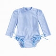 thumbnail image 1 of Gubotare Kids Swimsuits Baby Girls Swimsuit Long Sleeve Zipper Bathing Suit One Piece Swimwear with Hat 18 24 Months (Light Blue,18-24 Months), 1 of 3