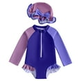 thumbnail image 1 of Gubotare Kids Swimsuits for Girls Girls Long Sleeve Swimsuits One Piece Rash Guard Bathing Suit UPF50+ Toddler Kids Zipper Swimwear Size 18-24 Months (Purple,18-24 Months), 1 of 6