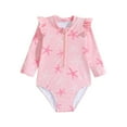 thumbnail image 1 of Gubotare Girls Rash Guard Swimsuit One Piece Girls Swimsuit UPF 50+ UV Swimwear with Zipper Size 12-18 Months (Pink,12-18 Months), 1 of 9