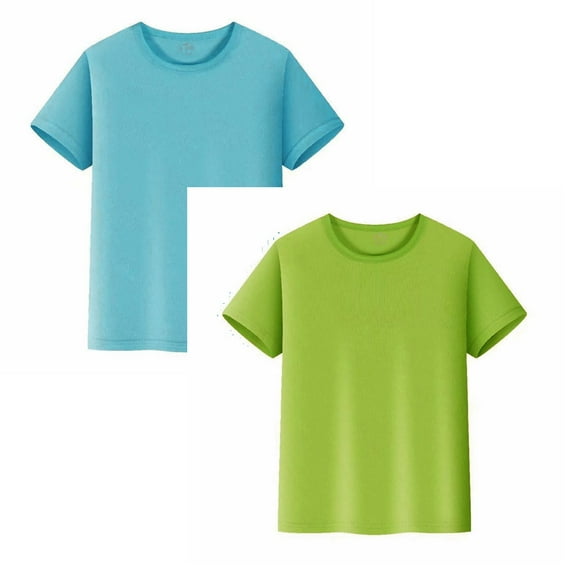 Gubotare Kids T Shirt 2 Pack 2T to Youth Shirt Kids UPF 50  Quick Dry Athletic Short Sleeve T Shirts for Boys and Girls 2T 3T 4T 5T 6T 7-14 Years (Green&LightBlue,4-5 Years)