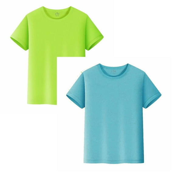 Gubotare Kids T Shirt 2 Pack 2T to Youth Shirt Kids UPF 50 Quick Dry Athletic Short Sleeve T Shirts for Boys and Girls 2T 3T 4T 5T 6T 7-14 Years (LightBlue&AG,4-5 Years)