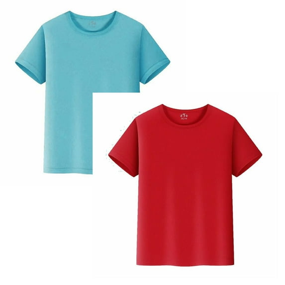 Gubotare Kids T Shirt 2 Pack 2T to Youth Shirt Kids UPF 50+ Quick Dry Athletic Short Sleeve T Shirts for Boys and Girls 2T 3T 4T 5T 6T 7-14 Years (Red&LightBlue,9-10 Years)