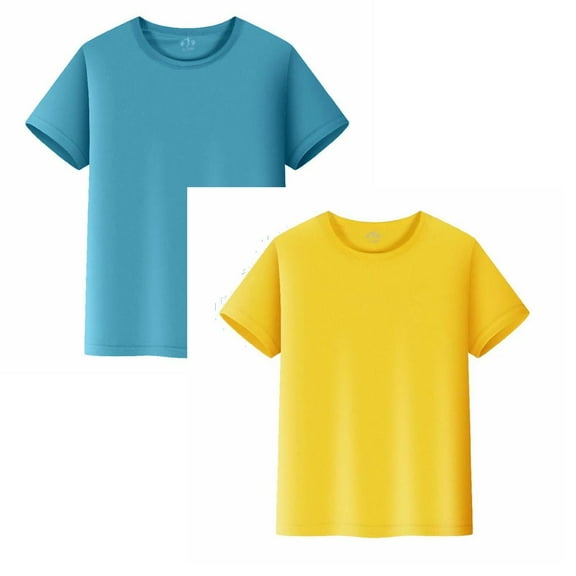 Gubotare Kids T Shirt 2 Pack 2T to Youth Shirt Kids UPF 50 Quick Dry Athletic Short Sleeve T Shirts for Boys and Girls 2T 3T 4T 5T 6T 7-14 Years (Yellow&SkyBlue,2-3 Years)