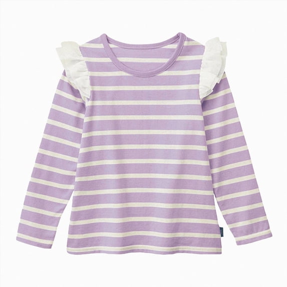 Gubotare Kids T Shirt Girl's Crew Neck Tee Shirt Long Sleeve Slim Fitted Party Tops Size 6-8 (Purple,6-8 Years)