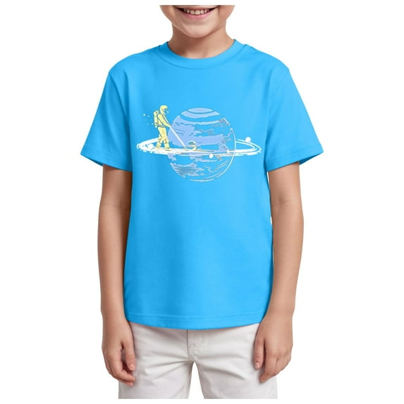 Gubotare Kids T Shirts for Boys Boys T-Shirt 3D Graphic Tee Shirt Kids Truck Tractor Game Cool Funny Print Summer Tops Sizes 13-14T (Sky Blue,13-14 Years)