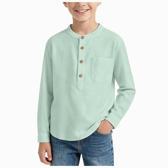 Gubotare Kids T Shirts for Boys Long Sleeve Shirts for Infant Baby and Toddler Boys, Unisex Size 13-14 (Light Green,13-14 Years)