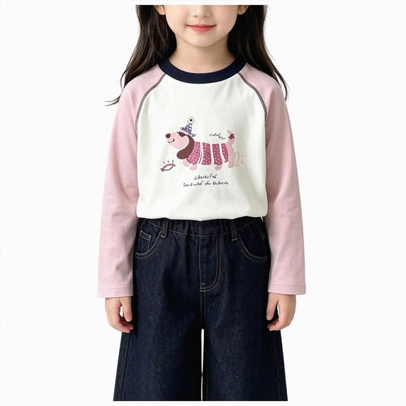 Gubotare Kids Toddler Girls Long Sleeve T-Shirts Graphic Tees 5T 6T (Pink,5-6 Years)