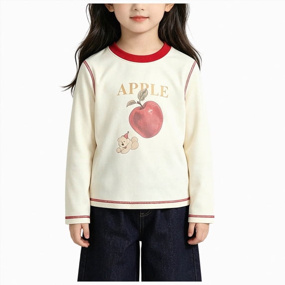 Gubotare Kids Toddler Girls Long Sleeve T-Shirts Graphic Tees 7T 8T (White,7-8 Years)