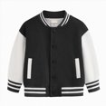 thumbnail image 1 of Gubotare Kids Varsity Jacket Girls Boys Baseball Jacket Bomber Coat School Uniform with Pocket Black,Size 13-14 Years, 1 of 5