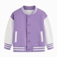 thumbnail image 1 of Gubotare Kids Varsity Jacket Girls Boys Baseball Jacket Bomber Coat School Uniform with Pocket Purple,Size 11-12 Years, 1 of 5