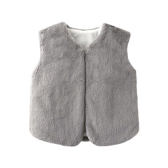 Gubotare Kids Warm Vest Toddler Boys Girls Polar Fleece Vest Kids Fuzzy Zipper Jacket Sleeveless Fall Winter Warm Outerwear with Pocket 4T 5T (Grey,4-5 Years)