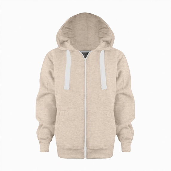 Gubotare Kids Zip Up Hoodie School Uniform Boys Girls Zipper Sweatshirt Oversized Y2K Fall Hooded Jackets With Pockets Preppy Clothes (Beige, 11-12 Years)