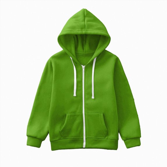 Gubotare Kids Zip Up Hoodie School Uniform Boys Girls Zipper Sweatshirt Oversized Y2K Fall Hooded Jackets Preppy Clothes Green,Size 9-10 Years