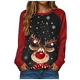 thumbnail image 1 of Gubotare Ladies Christmas Sweatshirt Xmas Tree Print Crewneck Graphic Versatile Style Pullover Tops Womens Long Sleeve Fall Christmas Clothes (Wine,M), 1 of 9