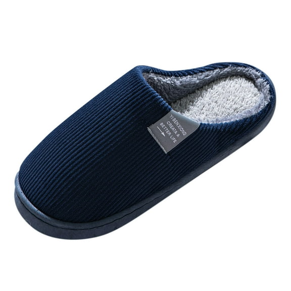 Gubotare Ladies Slippers Women's Indoor Bedroom Slipper with Memory Foam House Shoe with Anti-Skid Rubber Sole for Ladies Size 9 (Navy,9)