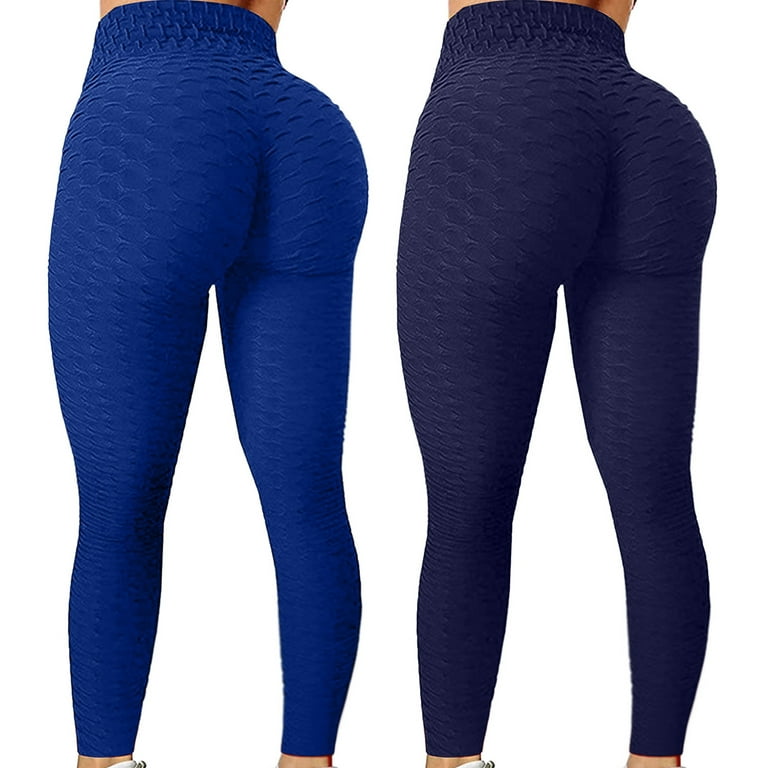Gubotare Leggings For Women Women's Bootcut Yoga Pants Work Pants Crossover  Split Hem Full Length Flare Leggings with Pocket,Blue S