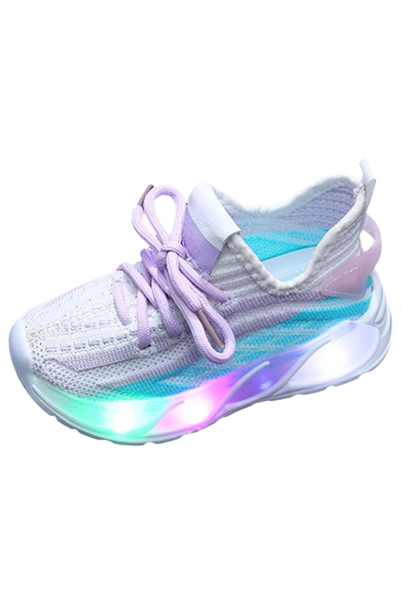 Light Up Shoes for Kids Toddler Little Kid Cushioned Shoes Slip On Sneakers Soft and Durable Size 7 (Purple,Toddler 7)