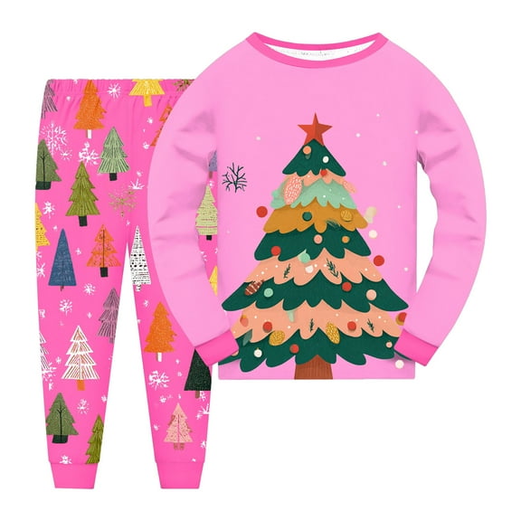 Gubotare Little Boy Christmas Pajamas Toddler Pajamas Soft, Breathable Long-Sleeve Pajama Set for Kids, Sleepwear Size 7-8 (Pink,7-8 Years)