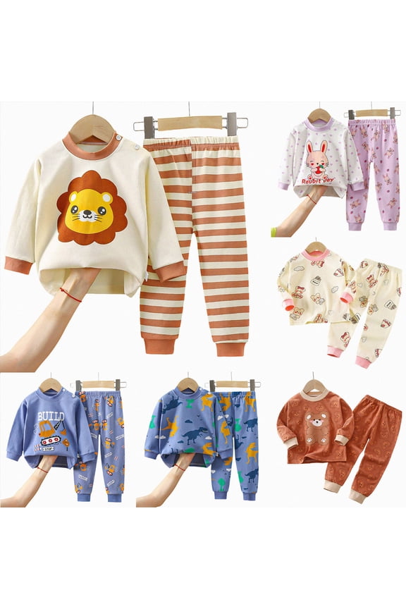 Little Boy Space Pajama Set 100% Cotton Dinosaur Sleepwear Long Sleeve Pjs Coffee,Size 18-24 Months