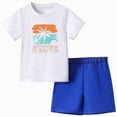 thumbnail image 1 of Gubotare Little Boy Vacation Outfits Newborn Baby Boy Summer Clothes Short Sleeve Color Block Button Down Shirt Top Shorts 2Pcs Casual Outfit 3T 4T (Blue,3-4 Years), 1 of 6