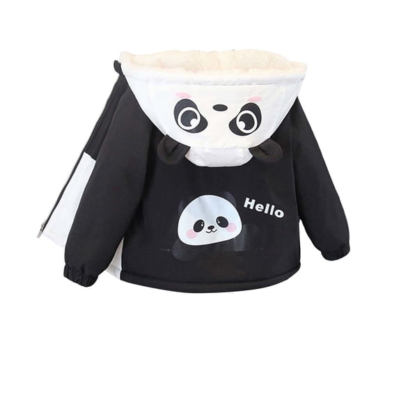 Gubotare Little Boys Fleece Coats Toddler Girls Fleece Coat Warm Infant Kids Winter Hooded Jacket Outerwear Size 1T 2T,(Black 1-2 Years)