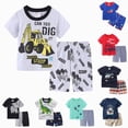 thumbnail image 1 of Gubotare Little Boys Short Sleeve Pajamas Sets Toddler 100% Cotton Pjs Kids Sleepwears Light Gray,Size 7-8 Years, 1 of 5