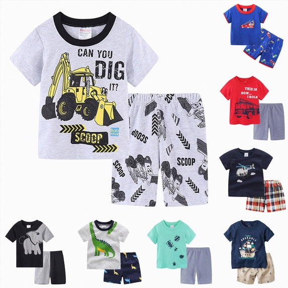 Gubotare Little Boys Short Sleeve Pajamas Sets Toddler 100% Cotton Pjs Kids Sleepwears Navy,Size 4-5 Years