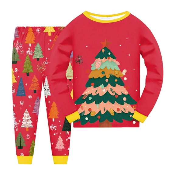 Gubotare Little Girl Christmas Pajamas Baby Boys Girls Pajama Set Kids Cute Toddler Snug fit Pattern Design Pjs Cotton Sleepwear 3T 4T (Red,3-4 Years)