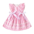 thumbnail image 1 of Gubotare Little Girl Dress Baby Girl Dress Puff Short Sleeve Smocked Embroidery Plaid Dress Toddler Girl Dresses (Pink,Size 12-18 Months), 1 of 9