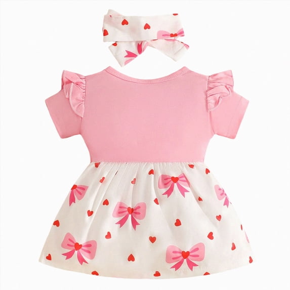 Gubotare Little Girl Dresses Formal Baby Girls' Toddler Buttery-Soft Short Sleeve Twirl Dress 9 12 Months (Pink,9-12 Months)