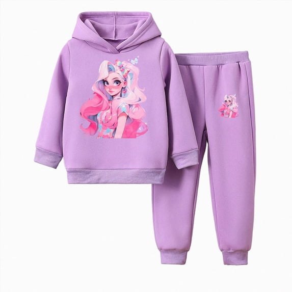 Gubotare Little Girl Outfits Little Girls Pullover Hoodie and Leggings Outfit Set Infant to Big Kid Size 7-8 (Purple,7-8 Years)