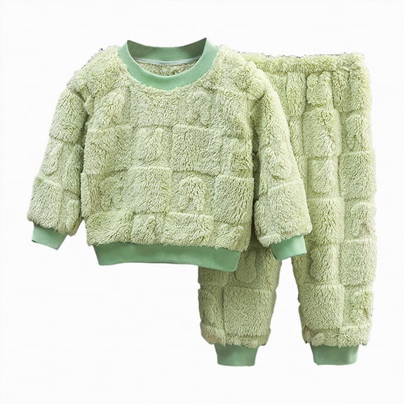 Gubotare Little Girl Pajamas Girls' 1otton Long Sleeve Top and Pants, 2 Piece Pajama Set 5T 6T (Green,5-6 Years)