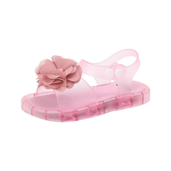 Gubotare Little Girl Sandals Princess Costume Jelly Flats Cosplay Birthday Party Dress-Up Sandals for Little Girls (Pink,Size 7)