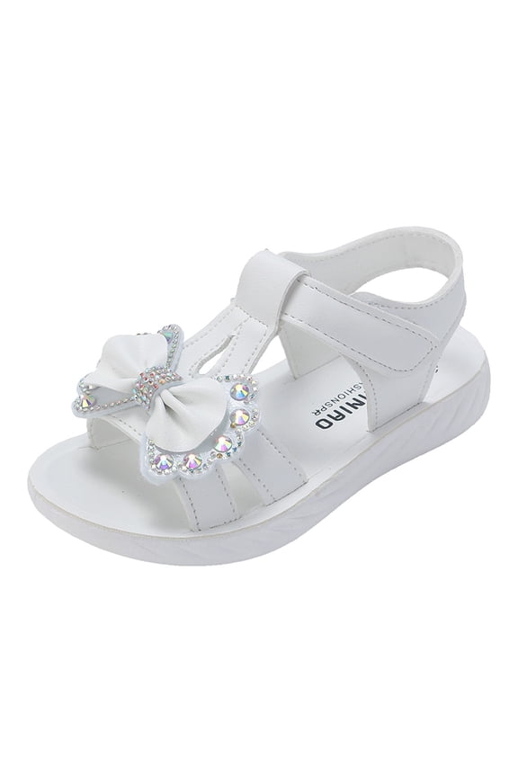 Little Girl Sandals Toddler Girls Casual Sandals Cute Open Toe Breathable Summer Shoes with Rubber Sole (Toddler/Little Kid/Big Kid) Size 13 (White,Little Kids 13)