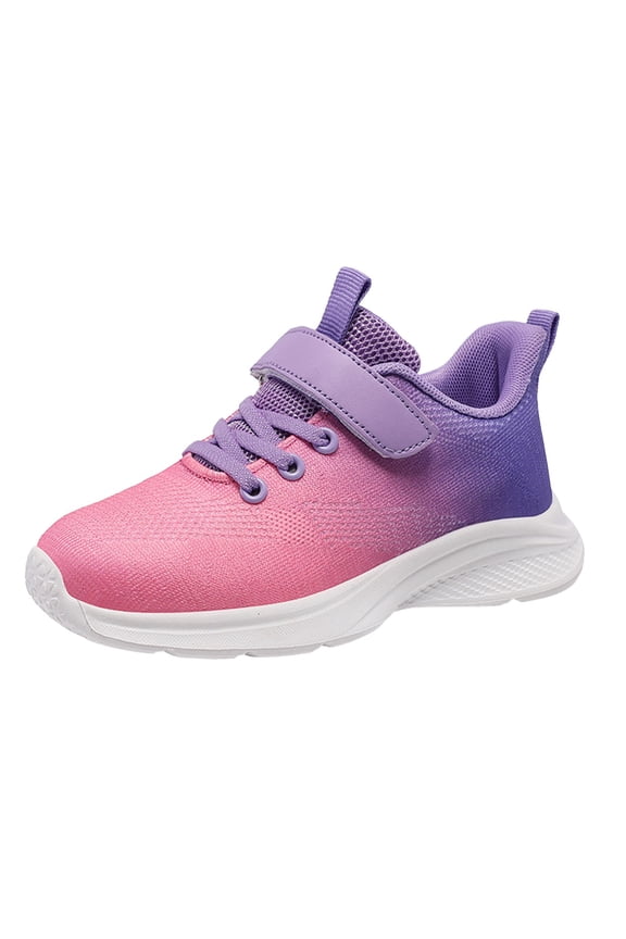 Little Girl Sneakers Toddler Girls Sneakers for Kids Shoes Fashion Lightweight Breathable Running Athletic Size 2 (Purple,Big Kids 2)