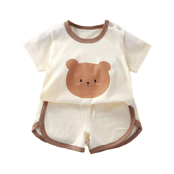 Gubotare Little Girl Summer Outfits Toddler Girls T-Shirt Bike Shorts and 2 Piece Outfit Set to Big Kid 7T 8T (Khaki,7-8 Years)