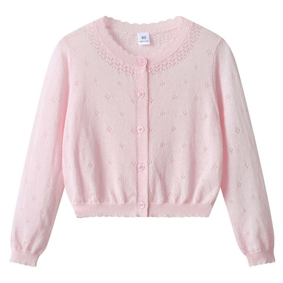 Gubotare Little Girls Cardigan Sweater Girls Cardigan Kids Cardigan Sweater Long Sleeve Toddler Girl Soft Knit Cardigan Size 3T 4T (Pink,3-4 Years)