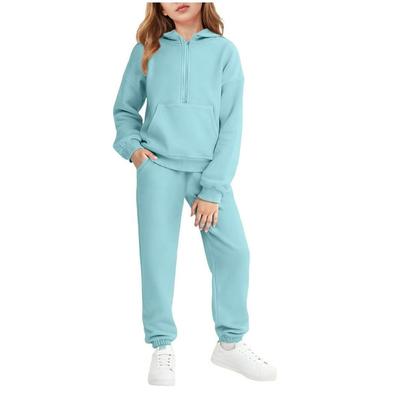 Gubotare Little Girls Clothing Sets Girls Clothes Tie Sweatshirt Top and Legging Pants Girls Outfits Sets 5T 6T (Blue,5-6 Years)